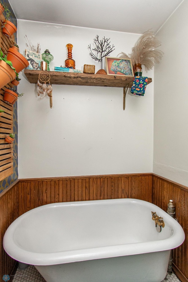 1513 40th Ave N, Moorhead, MN 56560 - bathroom featuring a wainscoted wall and a freestanding bath