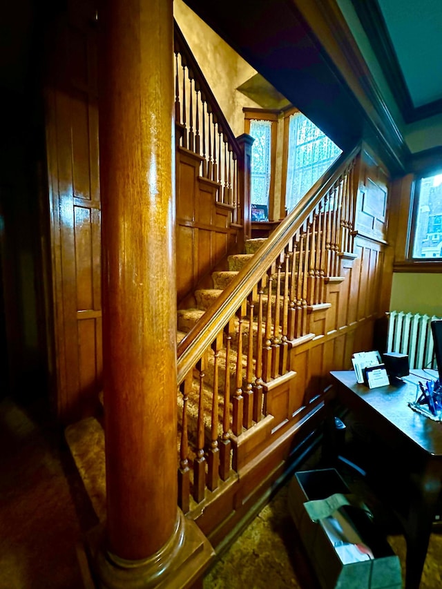 573 Rowland St, Tracy, MN 56175 - stairs with plenty of natural light and ornamental molding