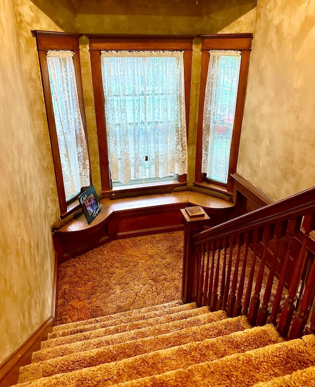 573 Rowland St, Tracy, MN 56175 - staircase featuring a textured wall