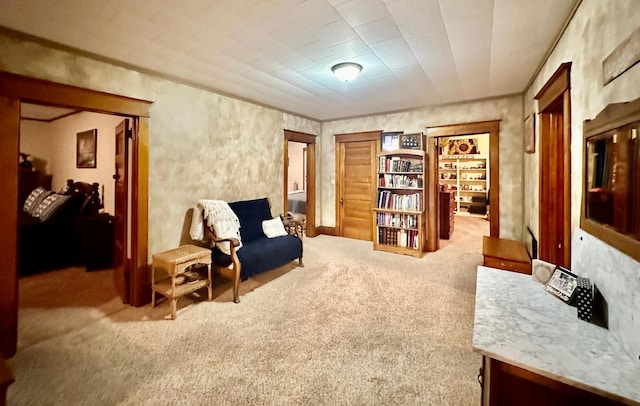 573 Rowland St, Tracy, MN 56175 - living area with carpet floors and crown molding