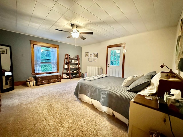 573 Rowland St, Tracy, MN 56175 - bedroom featuring carpet floors, radiator, ceiling fan, and baseboards