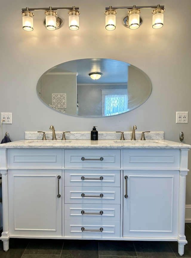 573 Rowland St, Tracy, MN 56175 - bathroom featuring double vanity and tile patterned flooring