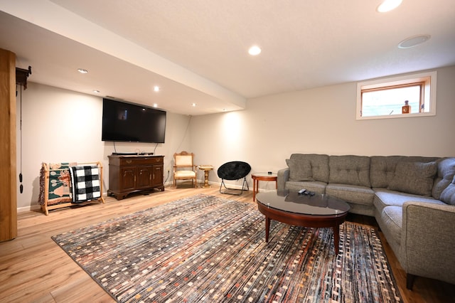 306 Windcrest Ln SE, New Prague, MN 56071 - living room with light wood-type flooring, recessed lighting, and baseboards