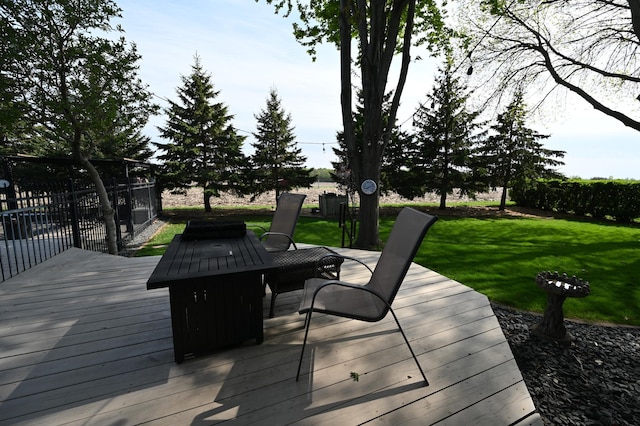 306 Windcrest Ln SE, New Prague, MN 56071 - deck featuring a yard and a fire pit