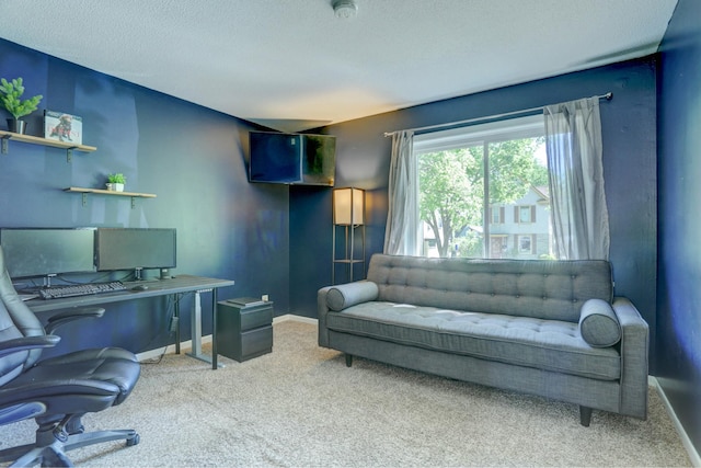 2714 18th Ave S, Minneapolis, MN 55407 - home office featuring carpet flooring, a textured ceiling, and baseboards
