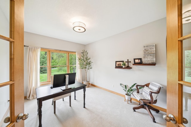 office featuring carpet flooring and baseboards