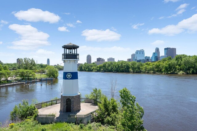 water view with a skyline view and a gazebo