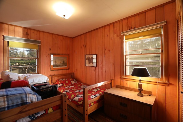 6565 White Pine Ln, Biwabik Twp, MN 55741 - bedroom with wood walls