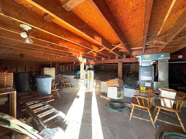 6565 White Pine Ln, Biwabik Twp, MN 55741 - unfinished below grade area featuring water heater and heating unit