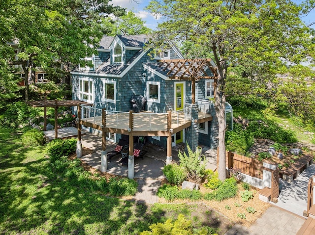 5016 Shady Oak Rd S, Minnetonka, MN 55343 - rear view of house with a deck, a pergola, and a patio
