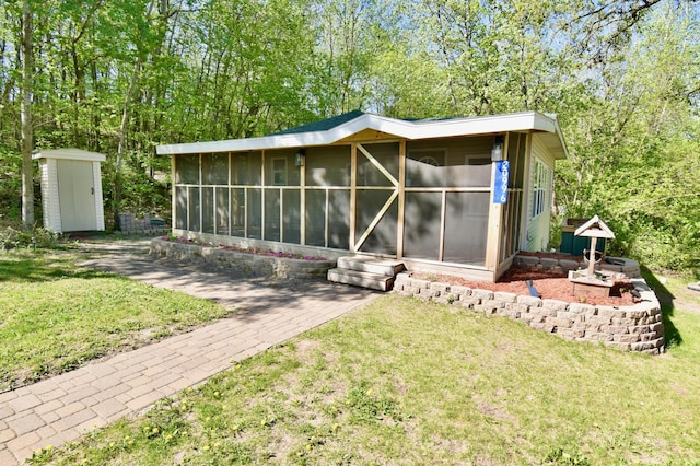 20996 County 96, Little Sauk Twp, MN 56378 - view of shed featuring a sunroom