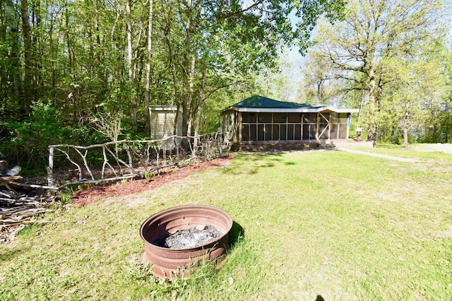 20996 County 96, Little Sauk Twp, MN 56378 - view of grassy yard featuring a sunroom