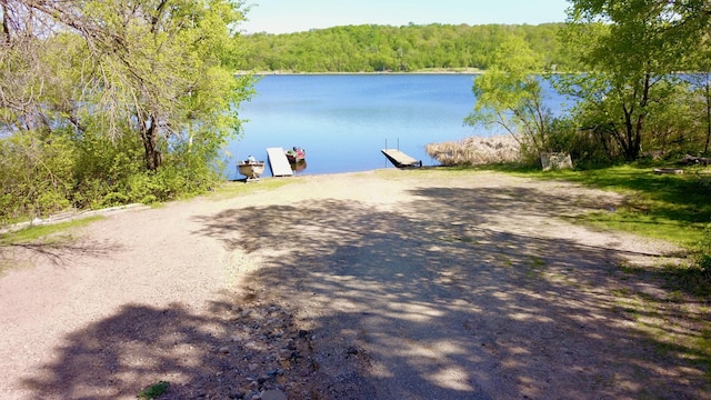 20996 County 96, Little Sauk Twp, MN 56378 - water view featuring a dock and a heavily wooded area