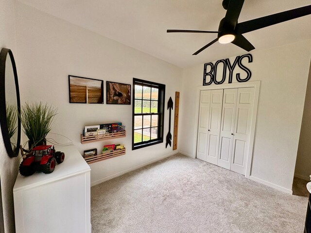 1622 82nd Ave NW, Williams, MN 56686 - bedroom with carpet floors, baseboards, and a ceiling fan