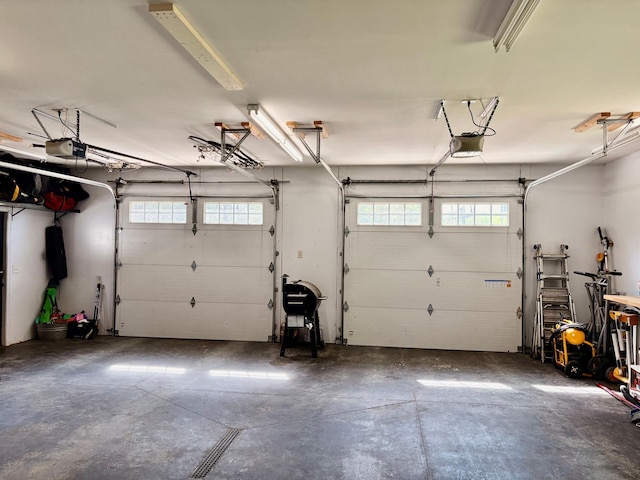 1622 82nd Ave NW, Williams, MN 56686 - garage featuring a garage door opener and concrete block wall