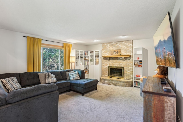 16905 Jalisco Ter W, Lakeville, MN 55044 - living room featuring carpet and a brick fireplace