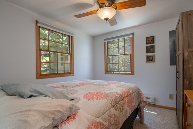 601 Idlewild St Unit 102, Balsam Lake, WI 54810 - bedroom featuring carpet, baseboards, and a ceiling fan