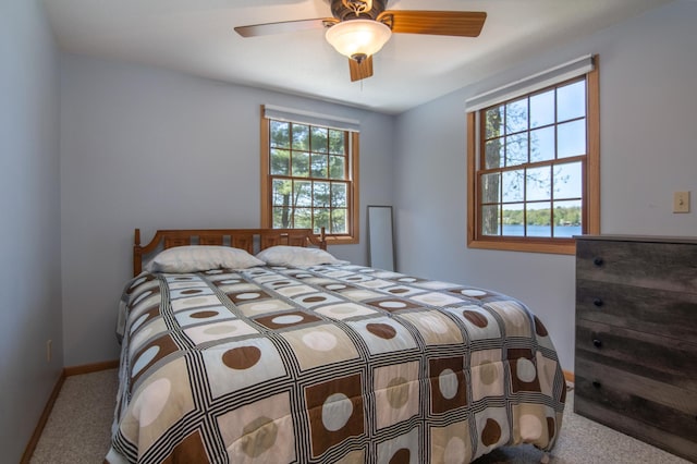 601 Idlewild St Unit 102, Balsam Lake, WI 54810 - bedroom with carpet floors, a ceiling fan, and baseboards
