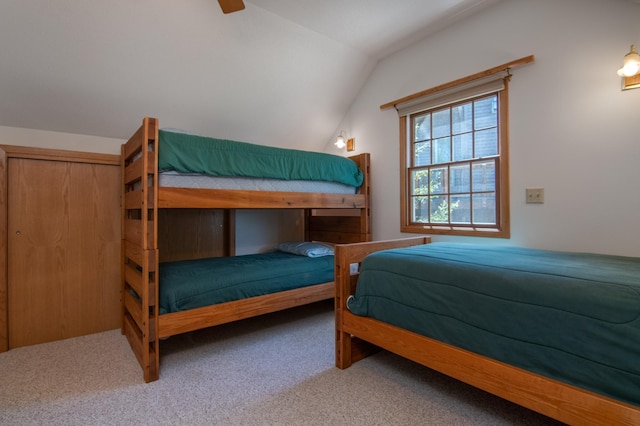 601 Idlewild St Unit 102, Balsam Lake, WI 54810 - carpeted bedroom featuring lofted ceiling and ceiling fan