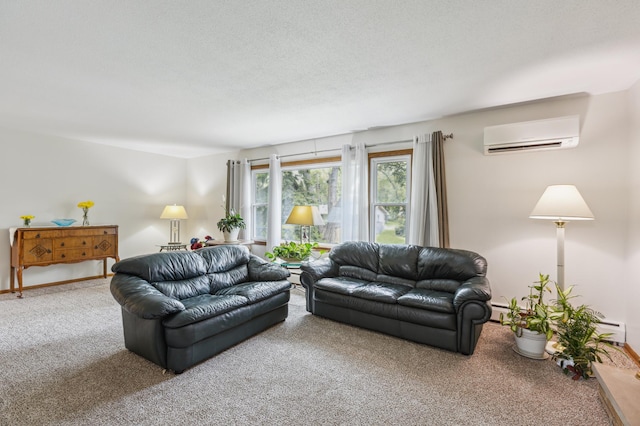 4708 Virginia Ave N, New Hope, MN 55428 - carpeted living area with a wall mounted AC and a textured ceiling