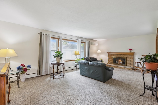 4708 Virginia Ave N, New Hope, MN 55428 - living room with a wall mounted AC, a fireplace, and baseboard heating
