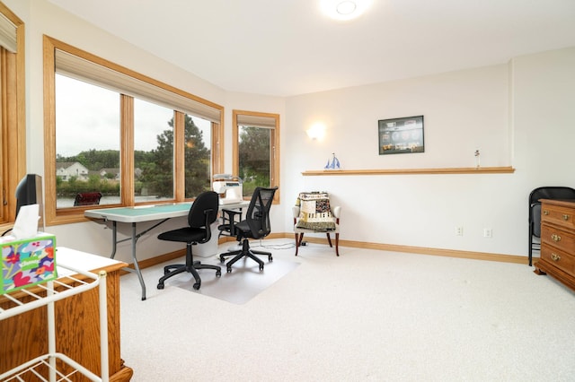 office area with carpet floors and baseboards