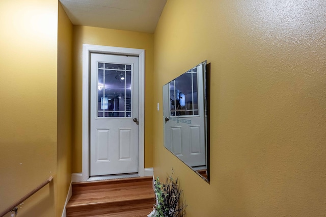 29560 204th Ave, Elizabeth Twp, MN 56537 - doorway to outside with wood finished floors and baseboards