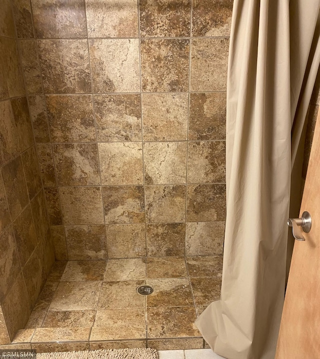 bathroom view of tiled shower
