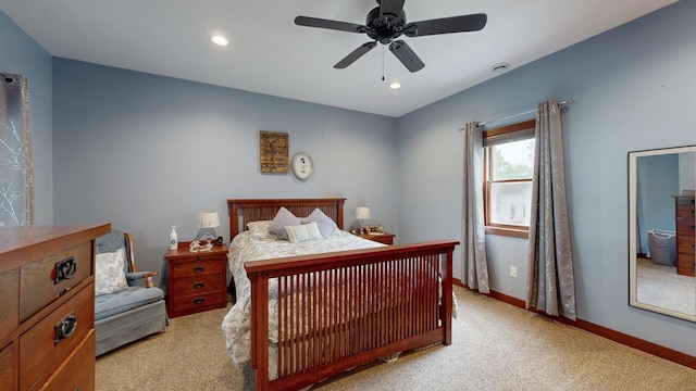 380 7th St SE, Chatfield, MN 55923 - bedroom featuring light carpet, baseboards, a ceiling fan, and recessed lighting
