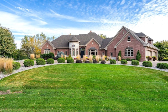 130 Bergamot Dr, Medina, MN 55340 - french country inspired facade featuring brick siding and a front lawn
