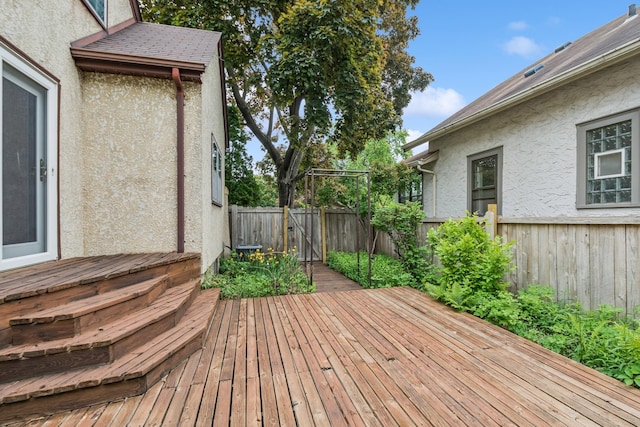 4207 Vincent Ave, Minneapolis, MN 55412 - wooden terrace with a fenced backyard
