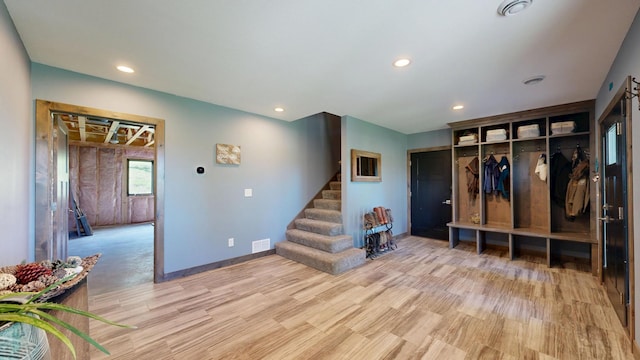 29572 Morgan Rd, Wykoff, MN 55990 - mudroom featuring recessed lighting, wood finished floors, and baseboards