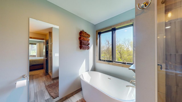 29572 Morgan Rd, Wykoff, MN 55990 - ensuite bathroom featuring a soaking tub and baseboards