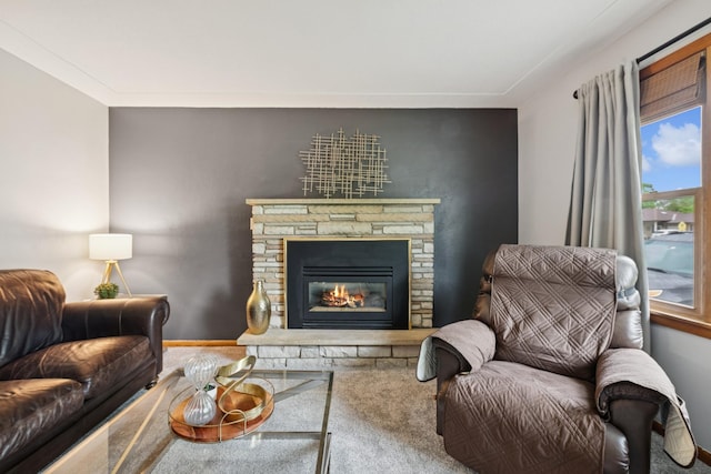 621 Irving Ave NW, Elk River, MN 55330 - carpeted living room with a fireplace