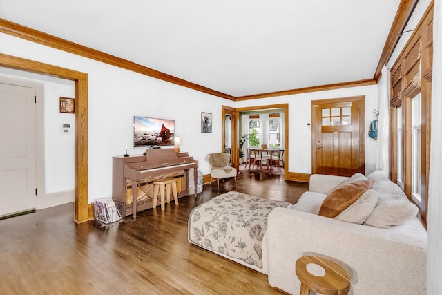 1093 Smith Ave S, West Saint Paul, MN 55118 - living area with wood finished floors, ornamental molding, and baseboards