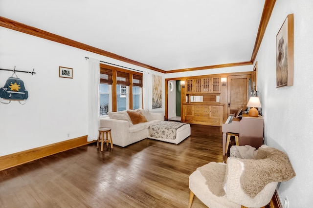 1093 Smith Ave S, West Saint Paul, MN 55118 - living area featuring ornamental molding, baseboards, and wood finished floors