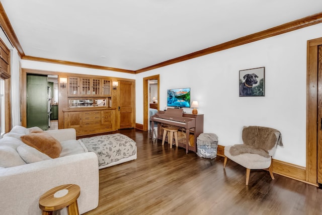 1093 Smith Ave S, West Saint Paul, MN 55118 - living area featuring wood finished floors, crown molding, and baseboards