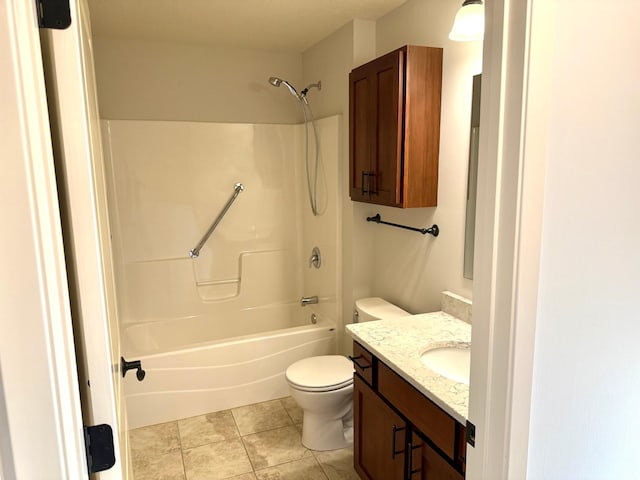 628 20th Ave S, Minneapolis, MN 55454 - bathroom with toilet, vanity, shower / tub combination, and tile patterned floors