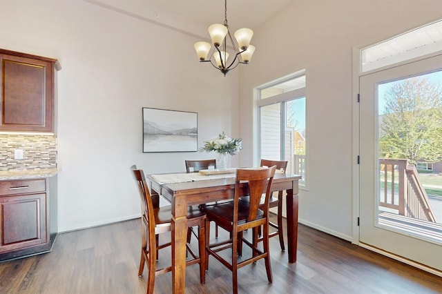 2762 134th St W, Rosemount, MN 55068 - dining area featuring plenty of natural light, dark wood finished floors, and a chandelier