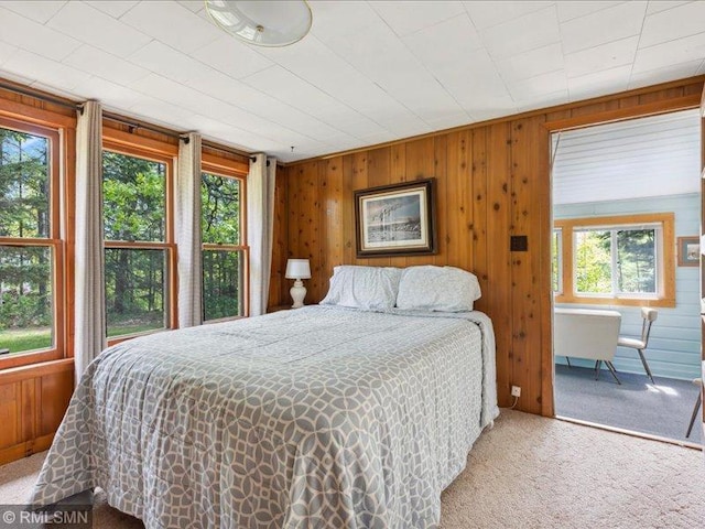 1403 County 5 NW, Hackensack, MN 56452 - bedroom with carpet flooring and wood walls