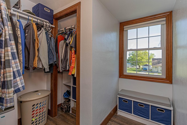 114 Iowa Ave, Hoffman, MN 56339 - walk in closet featuring dark wood-style floors