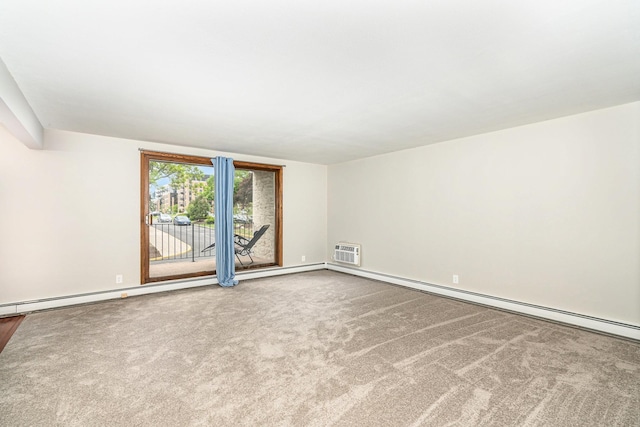 6415 York Ave S Unit 105, Edina, MN 55435 - spare room with carpet, a wall mounted AC, a baseboard heating unit, and baseboards