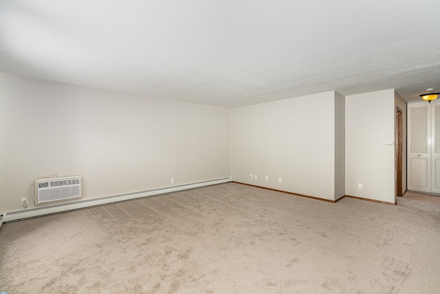 6415 York Ave S Unit 105, Edina, MN 55435 - empty room with light carpet, baseboard heating, baseboards, and a wall unit AC