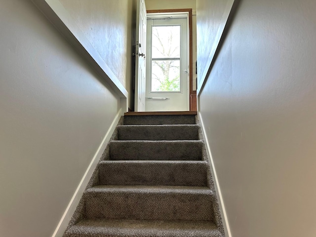 stairway with baseboards