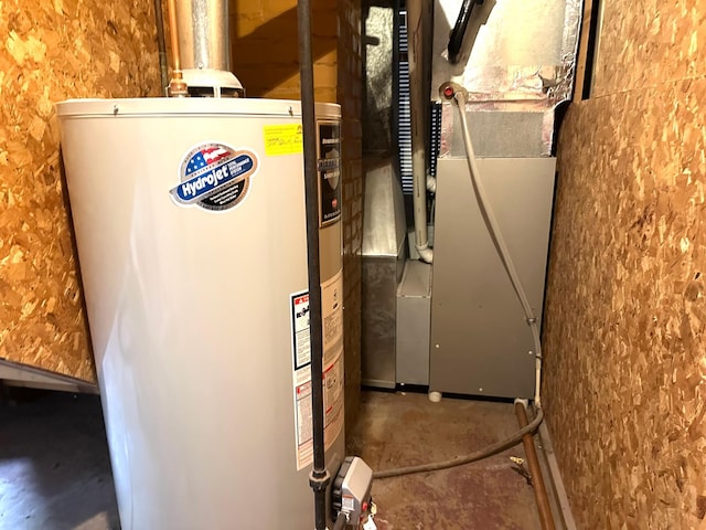 utilities with gas water heater and heating unit