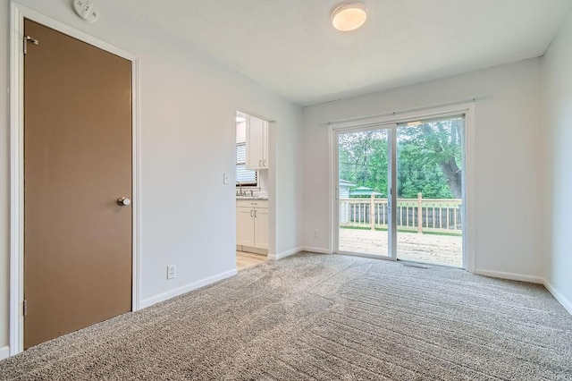 11131 Magnolia St NW, Coon Rapids, MN 55448 - empty room with light colored carpet, a smoke detector, baseboards, and a sink