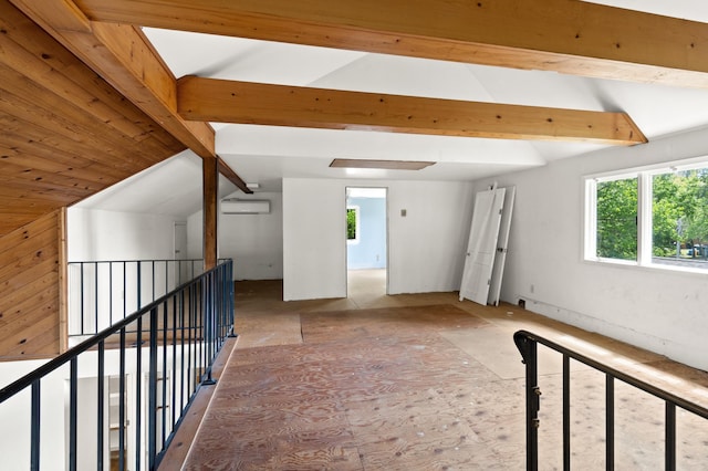 13144 Maple Circle Dr SE, Hudson Twp, MN 56334 - hall with an upstairs landing and a wall mounted air conditioner