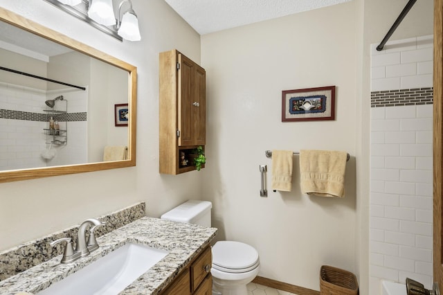 11946 180th St, Milaca Twp, MN 56353 - bathroom featuring toilet, vanity, and bathtub / shower combination