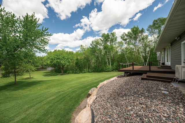 11946 180th St, Milaca Twp, MN 56353 - view of green lawn featuring a wooden deck