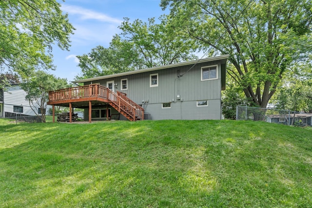 3225 Hillsboro Ave N, New Hope, MN 55427 - back of house featuring stairs and a wooden deck